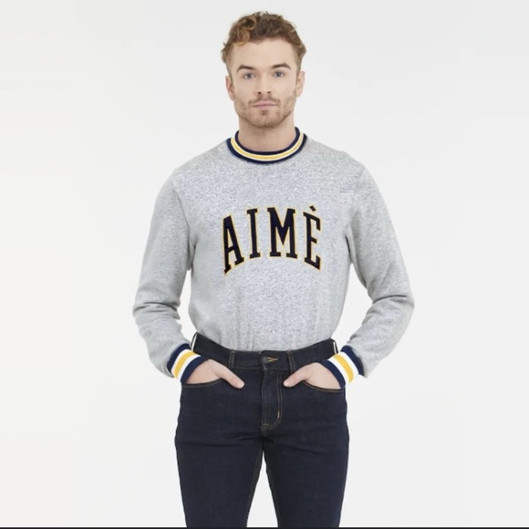 Aimé Leon Dore Collegiate Crew Sweater Gray Crew Neck Size M - Picture 3 of 7